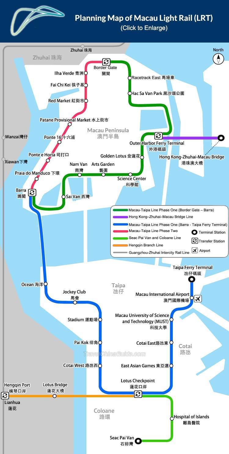 マカオ地下鉄の地図
