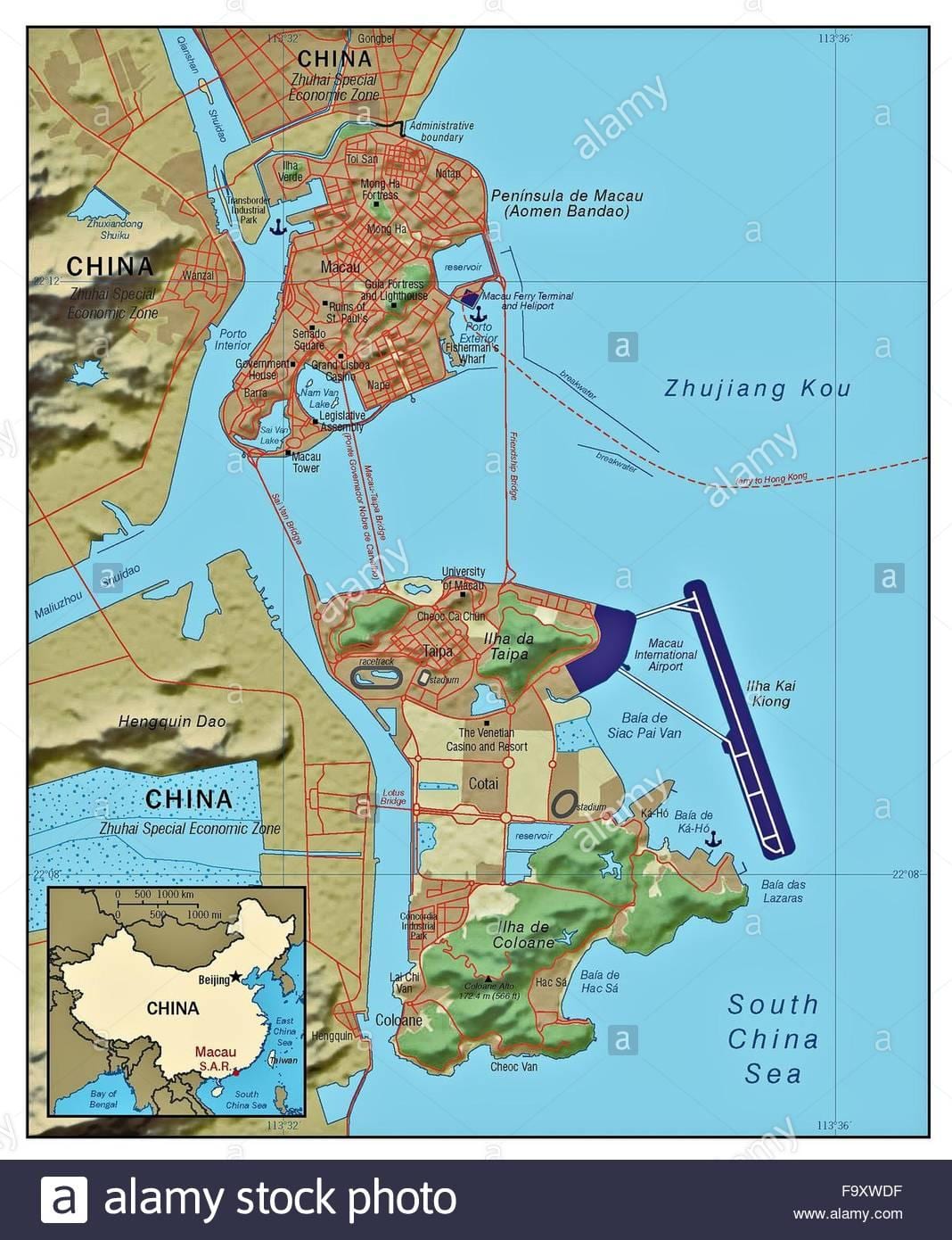 マカオ国の世界地図