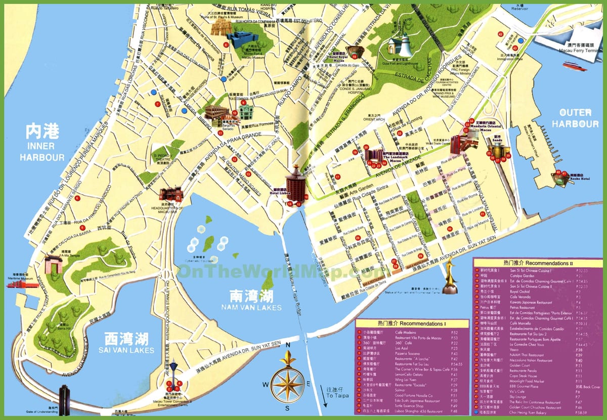 観光スポットマカオ地図