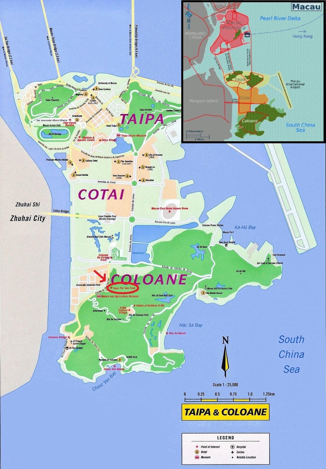 地図のマカオフェリー 